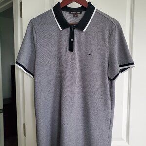 Michael Kors Polo Shirt, Men's Size Large, Gray with black and white stripe